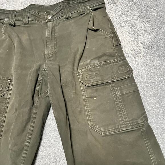 Duluth Trading Pants Mens 36 x32 Green Flex Fire Hose Cargo Work - Picture 2 of 13
